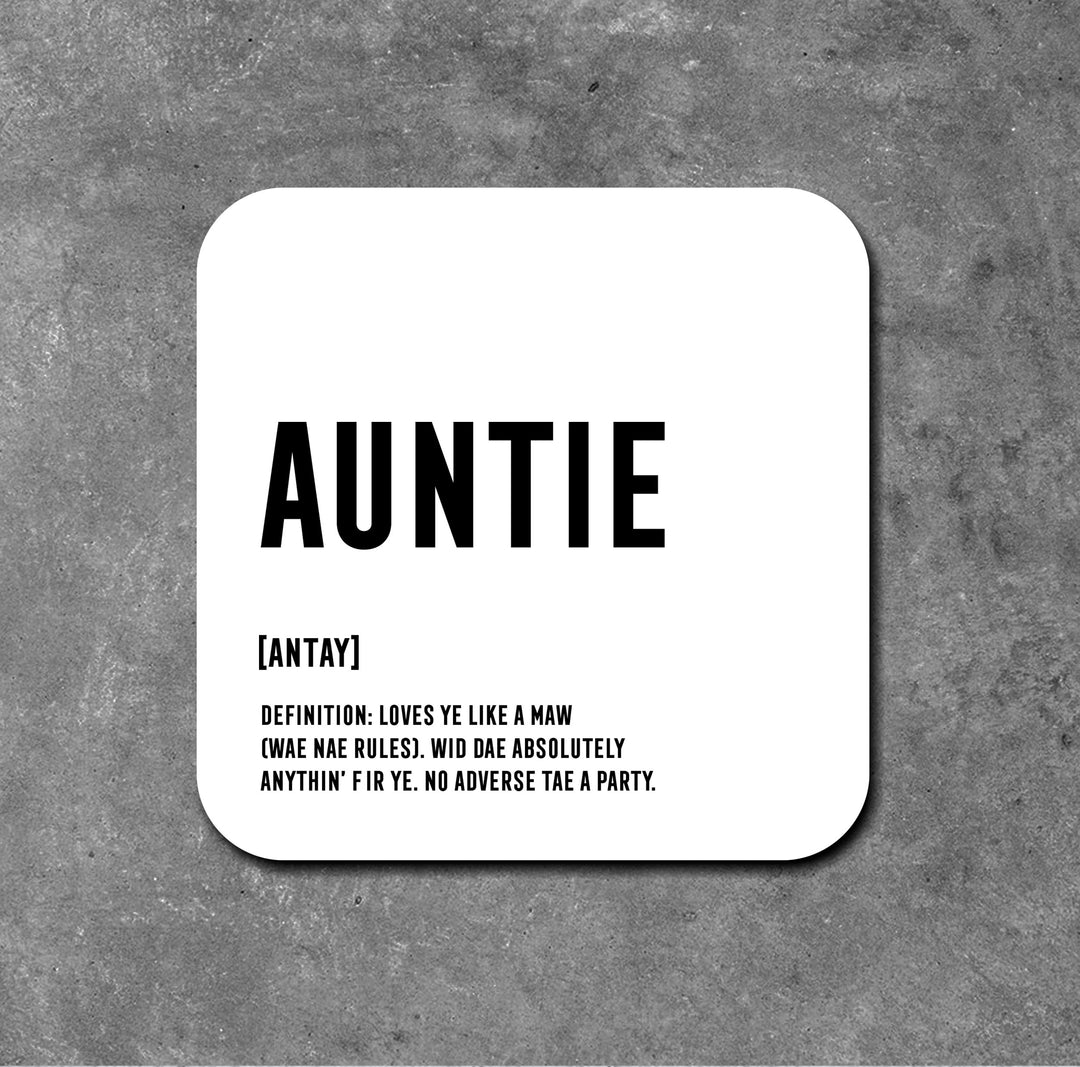 Auntie Scottish Coaster, Auntie Coasters, Scottish gifts for her, Scottish Gifts, Scottish Gifts Glasgow, Unusual Scottish Gifts, Unique Scottish Gifts, Scottish Glasgow gifts, secret Santa gifts, Scottish Coaster