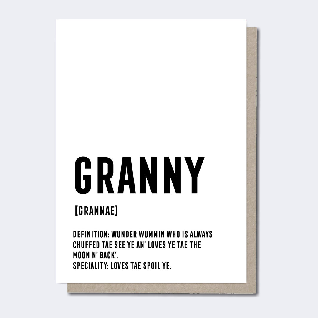 Granny Definition Scottish Card, Scottish Cards for Granny, Scottish Cards, Unique Scottish cards, Recycled Cards, Scottish cards for her, Funny Scottish cards, Scottish Cards online, Scottish Sayings, Scottish Gifts, Scottish Cards for women, Scottish Birthday cards