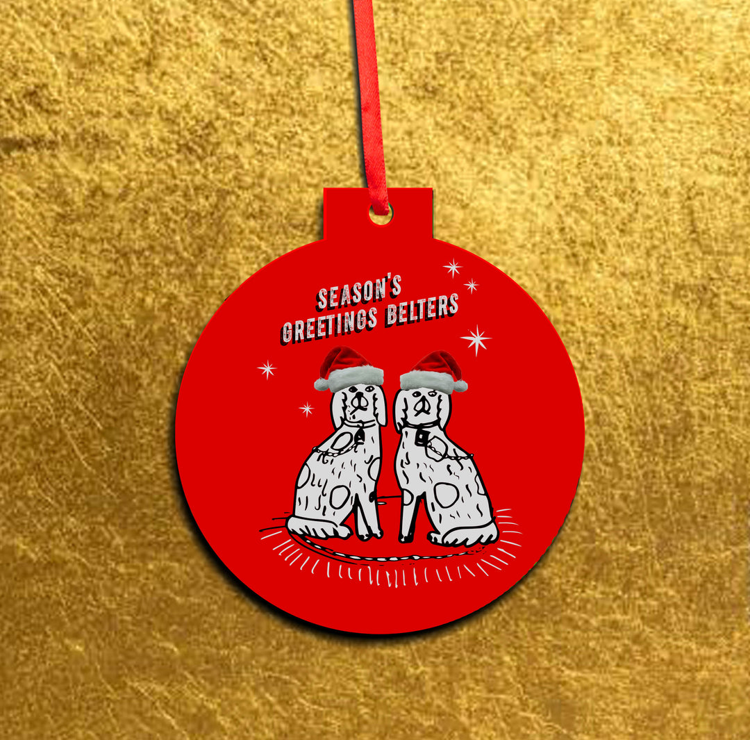 ‘SEASON'S GREETINGS BELTERS' Scottish Christmas Decoration, Scottish Christmas, Scottish Christmas gifts