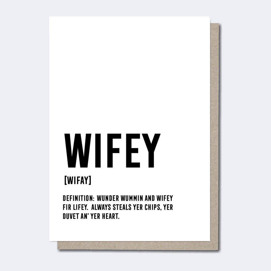 Wifey Definition Card, Scottish Cards, Unique Scottish cards, Recycled Cards, Scottish cards for her, Funny Scottish cards, Scottish Cards online, Scottish Sayings, Scottish Gifts, Scottish Cards for women, Scottish Birthday cards